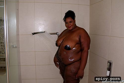 ebony bbw rihanna with her age 60 years old with big boobs in shower