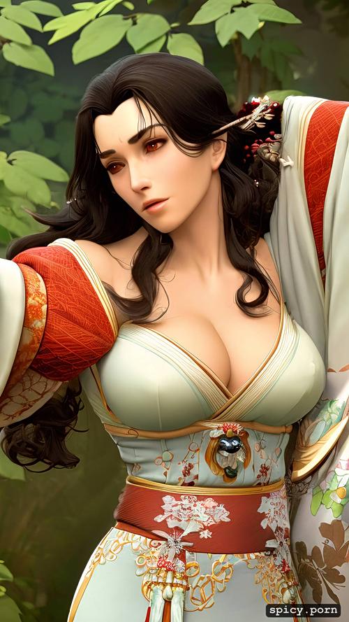 highres, realistic, 3d style, in feudal japan, realistic anime