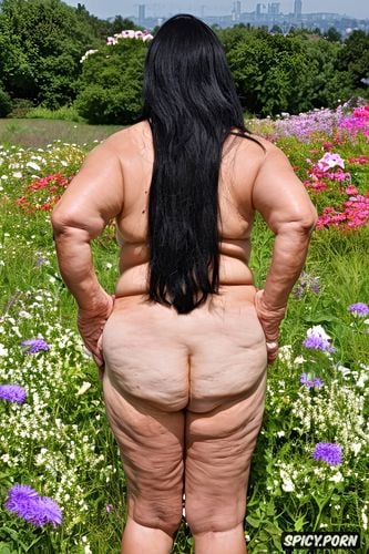 plump, very detailed, granny, rear view, perfect anatomy, vibrant colors