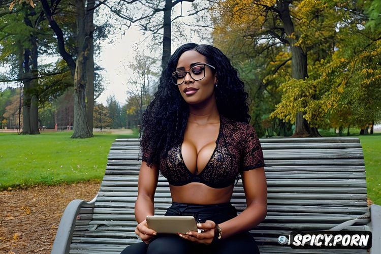 ebony female, wants to masturbate, glasses, city park, 19 yo
