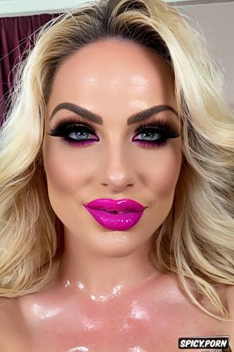 glossy lips, thick lip liner, shiny pink lipstick, pov over lined lips