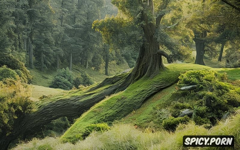 lord of the rings cinematic shot, in the shire, looking at the viewer