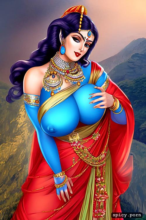 8k, naked, masterpiece, black nipple, hindu goddess sita, silicon boobs