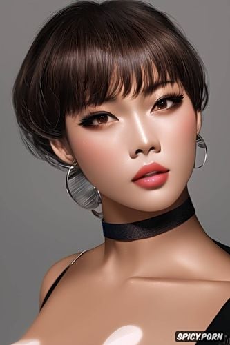choker, photorealistic, gorgeous face, chinese lady, centered