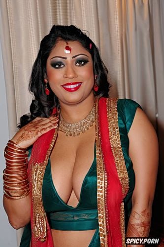 thick body type, gorgeous village real woman, red lipstick, wide broad hips