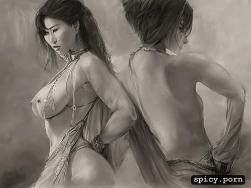 18yo, hairy pussy visible, sketch, burmese asian woman take off underwear