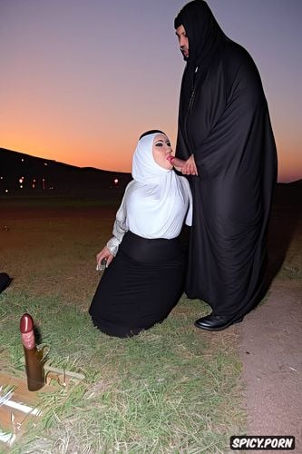 abaya the middle east hijab, bbw, in the cemetery at night, she s 30 years old beautiful round big thighs