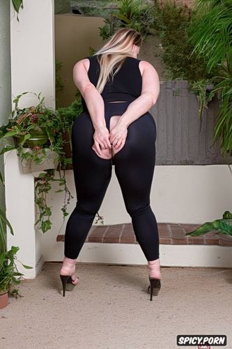 thick thighs, big ass, crop top shirt, obese, yoga pants, ssbbw