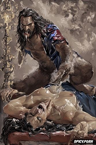 nude, hairy vagina, vampire, open mouth, werewolf, pyotr krivonogov