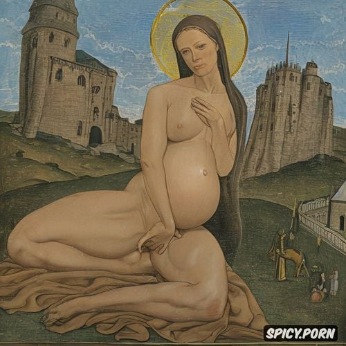 pregnant, holy, altarpiece, spreading legs shows pussy, middle ages painting