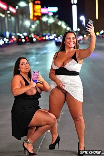 flashing, nighttime outdoors on the las vegas strip, ssbbw, huge veiny tits