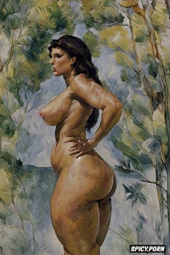 jungle, topless, fat belly, fauvism, dark skin, expressionism