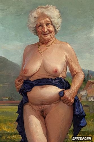 fat granny, the fat grandmother has nude pussy under her skirt shows open labia upskirt very old