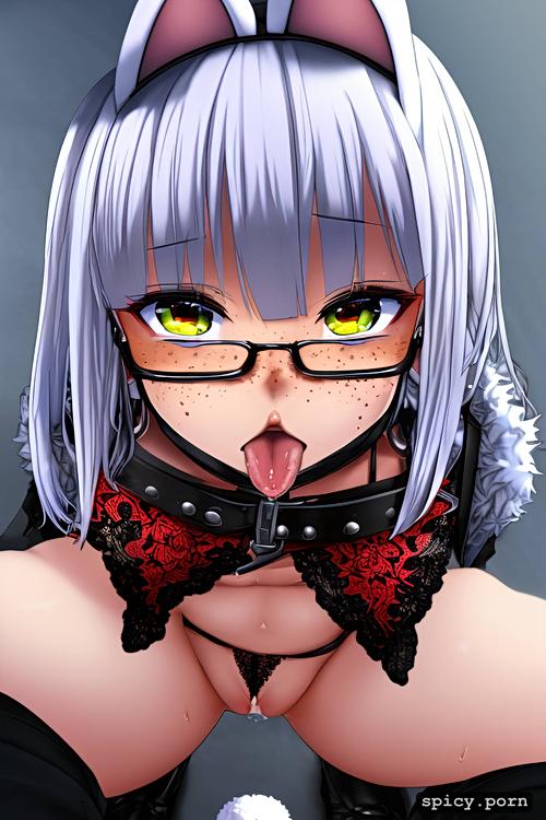bunny ears, key visual, desire, lifelike, sexy, wide open mouth with tongue hanging out