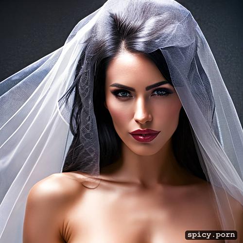 woman, seductive, wedding veil white, full body shot, white