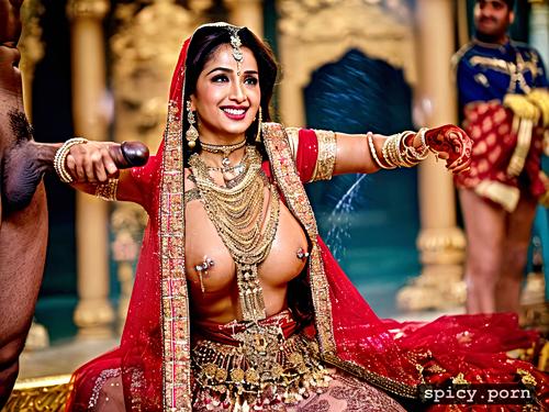 hindu wedding, pierced nipple, hairy pussy, royal palace courtyard