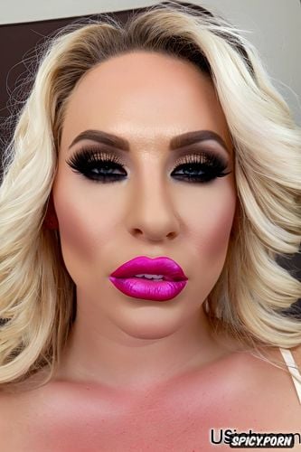 open mouth, huge fake lips, glossy lips, pov over lined lips