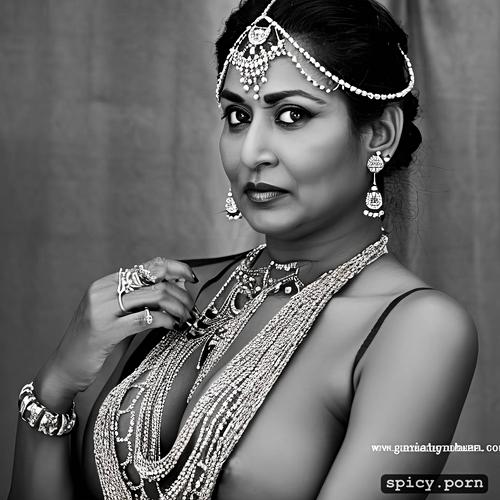 jewellery, busty, indian, saree, small eyes, waist chain, piercing