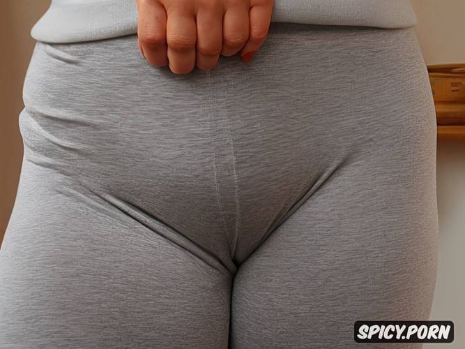super high quality indoors warm cozy comfortable pussy cameltoe pussy wearing super tight sweat pants close up canon macro shot