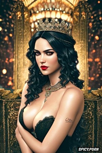 arianne martell, fantasy, sultry smirk, ultra realistic, long soft dark black hair in curly ringlets