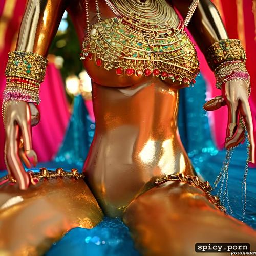 ultra detailed, spreading legs, 3d, goddess, crown on head, curvy body