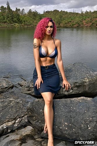 tiny breasts, beautiful face, pink hair, curly hair, perfect body