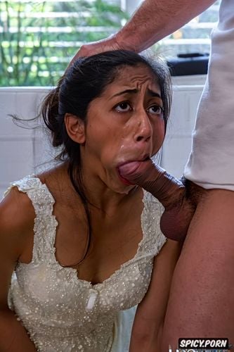 wide open eyes, sad face, public restroom, sundress, adorable teen attacked by her uncle at a wedding