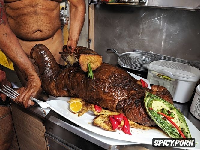 human bbw woman serveed afterbeing roasted baked cookedalive in cookingoil her roasted baked cooked corpse is serveed for humancannibale