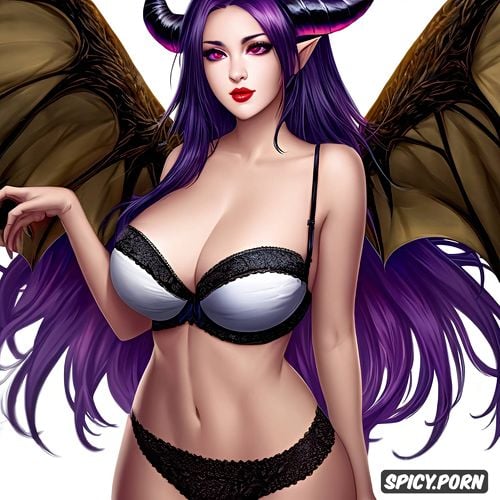 8k, cute female succubus, naked, highres, lingerie, nice natural boobs