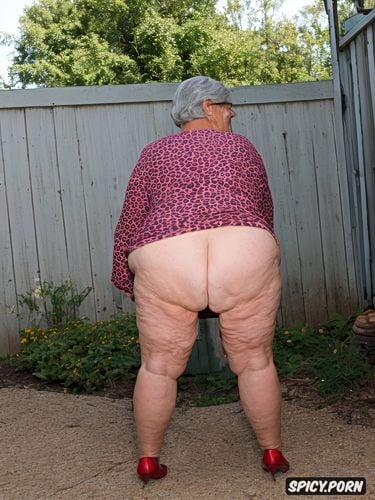 shaved, open legs, very old granny, squatting, open butt, bbw