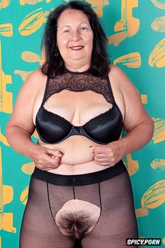 insanely completely large very fat floppy breasts, she raises her pantyhose hard to her waist