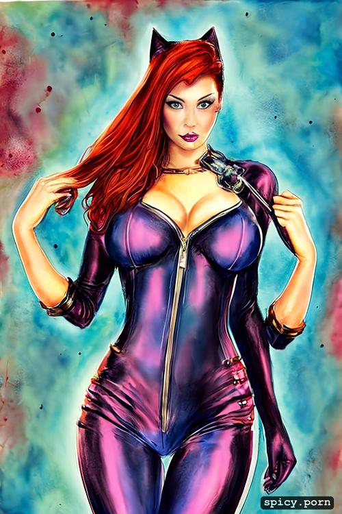 realistic redhead catwoman teen