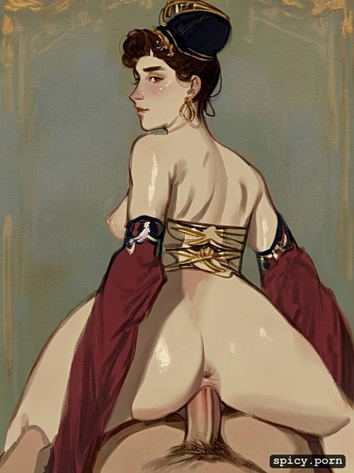 small shiny snub nose, elaborate court dress, 19th century 18 yo russian grand duchess spread legs dick in ass