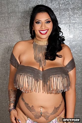 beautiful smiling face, gorgeous indian burlesque dancer, slim waist