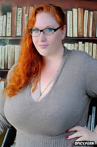 long straight ginger hair, tall woman, ssbbw body, pale skin