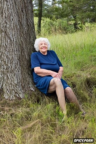 naket, ninety year old woman, ugly, laughing, nude in nature