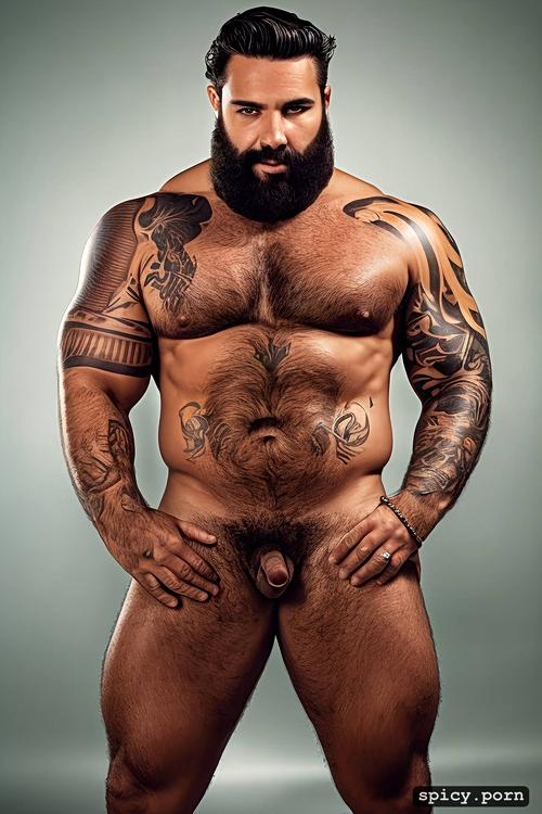 caucasian man, mexican, super hung, completely naked, muscular