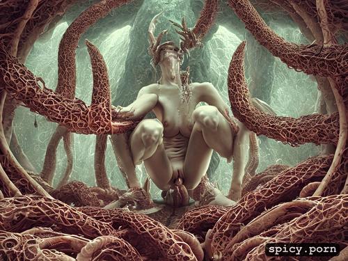 alien sex creatures, beautiful sex goddess, perverted fleshy organic growths