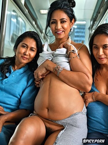 three naked middle aged indian trophy wives reveal their vaginas on the train