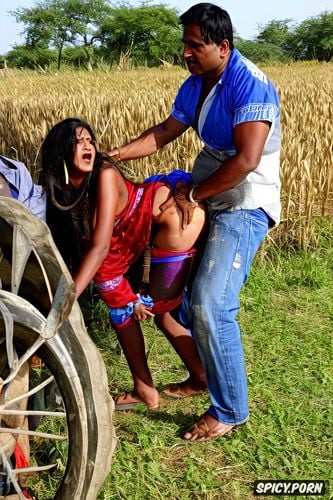 outskirts of vadodara a farmworker, a bollywood actress dressed as an authentic gujarati villager