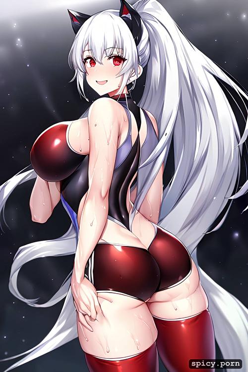 smiling, azur lane, good anatomy, skintight sport clothes, right proportions