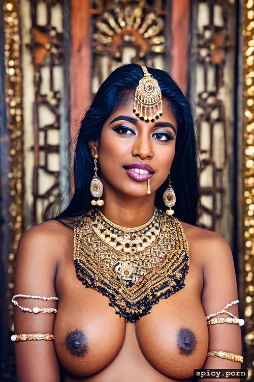 cute face indian godess skin black with fit round boobs perfect body nude and wearing jewelry