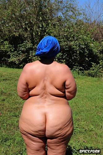 bbw, vibrant colors, grandma, perfect face, intricate, enormous fat ass