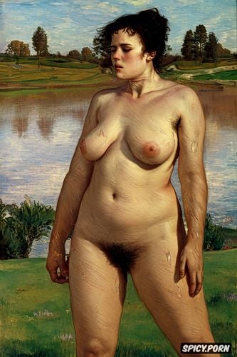 belly, chubby belly, chubby belly, manet, lavender sky, asian iranian woman