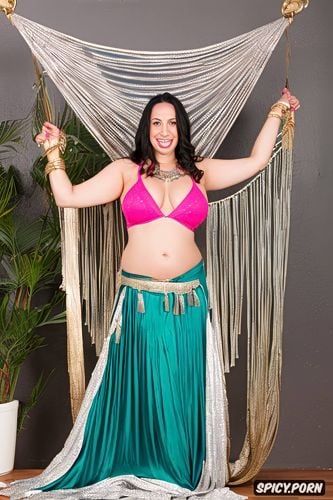 gigantic natural boobs, full view, beautiful smiling face, very beautiful bellydancer