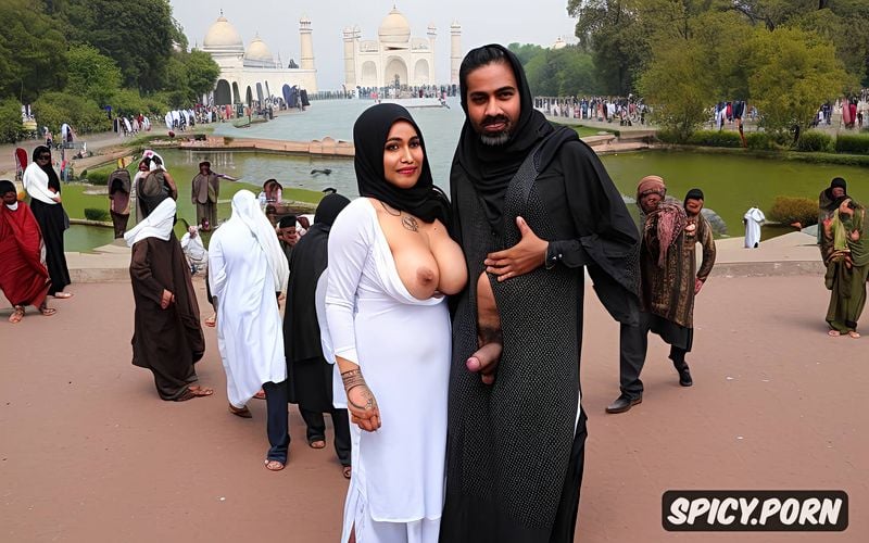 groping, beautiful face, huge black veiny dick, hijabi, silicon tits