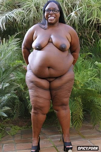 no clothes cellulite ssbbw obese body belly clear high heels african old in chair ssbbw hairy pussy lips open long gray hair and glasses sexy clear high heels