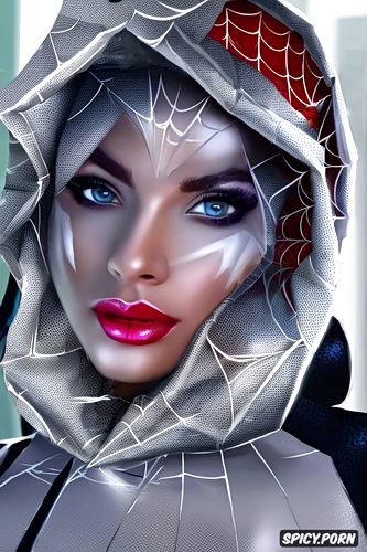 ultra detailed, ultra realistic, spider gwen marvel comics spider man beautiful face