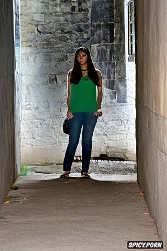 dark dangerous alleyway, exposed possy, must show pussy, pakistani female college student