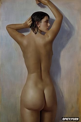 wide hips, male nose, jules bastien lepage oil painting, margaret qualley